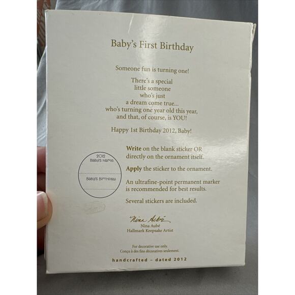 Hallmark Photo Holder Ornament Baby's 1st Birthday 2012 Balloons‎ Personalize - Picture 4 of 6